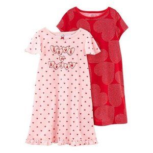 Brand new Carter's size 6/7 2-pack heart nightgowns pink red